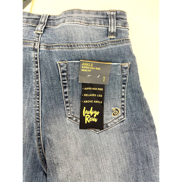 Indigo Rein Women's Distressed Mom Jeans Med Blue NWT - Picture 3 of 4